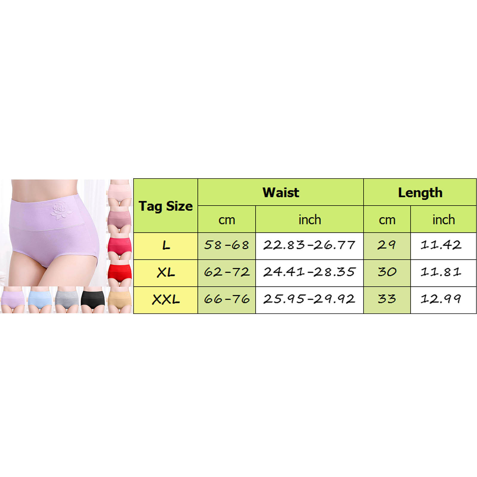 thumbnail image 5 of Braguitas posparto de cintura alta para mujer, cobertura total - Algodón, color liso, cómodas - L-XXL, 5 of 6